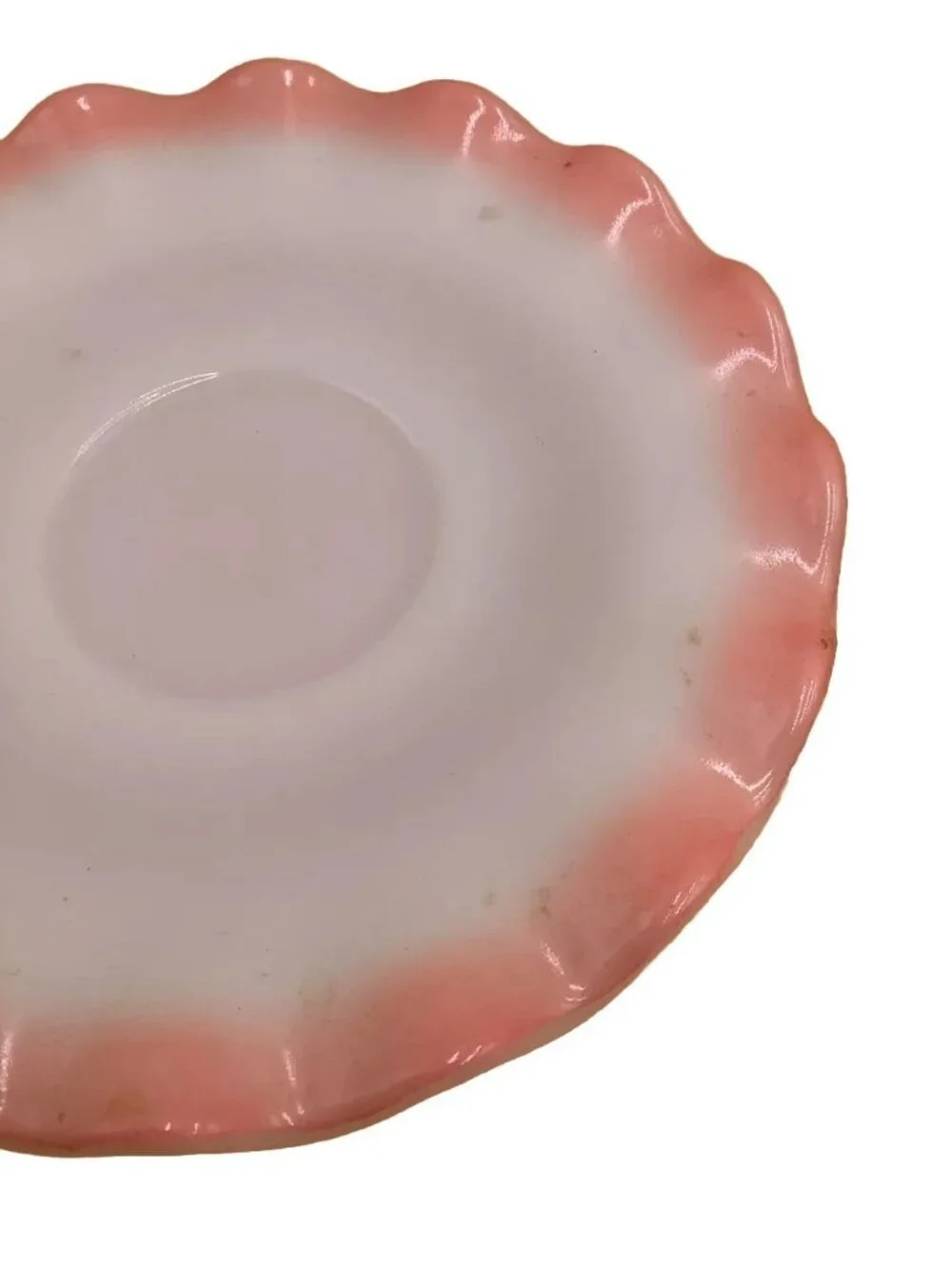 Vintage Hazel Atlas Glass Company Pink Ripple Saucer 5.5” 1950's Crinoline